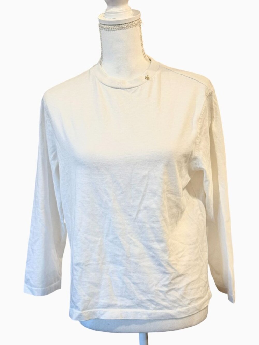 Anine Bing Womens White Long-Sleeve Cotton Top, Medium